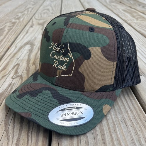 Green Camo/Black Embroidered Snapback Trucker Hat